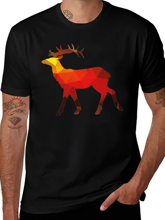 Geometric Deer Graphic Tee - Mens Black T-Shirt