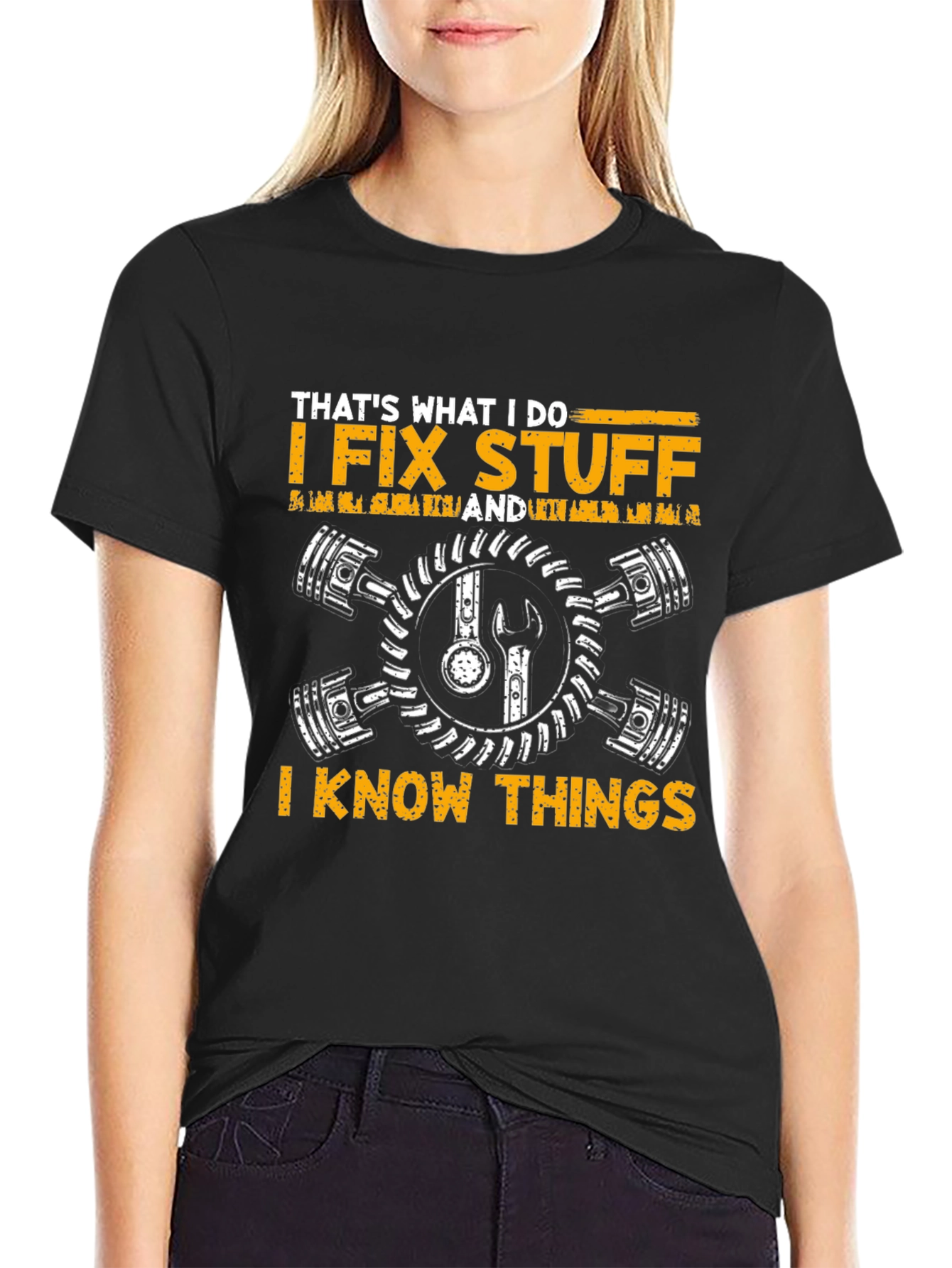 I Fix Stuff I Know Things Black Graphic T-Shirt