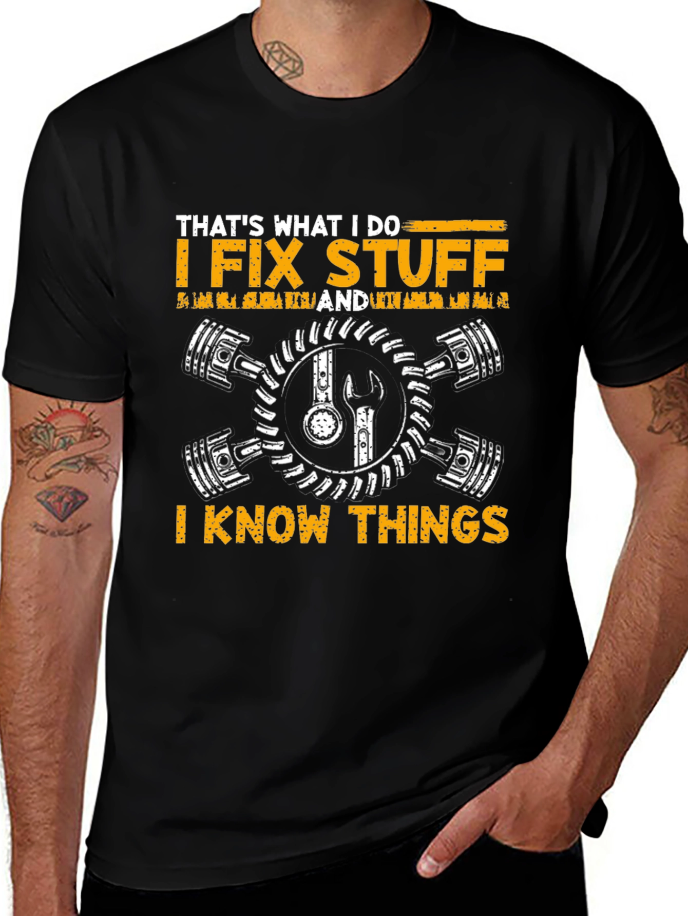 I Fix Stuff I Know Things Black Graphic T-Shirt