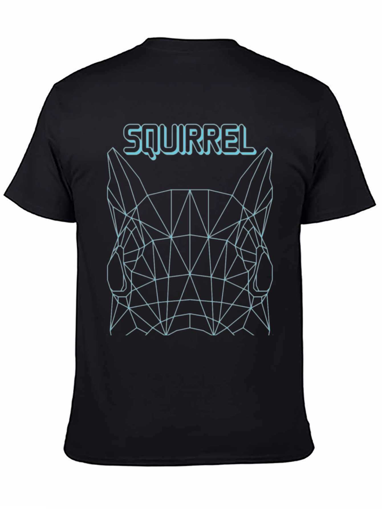 Geometric Squirrel Graphic Tee - Black