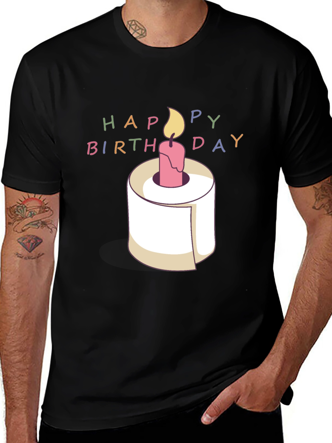 Funny Birthday Toilet Paper Roll Candle T-Shirt