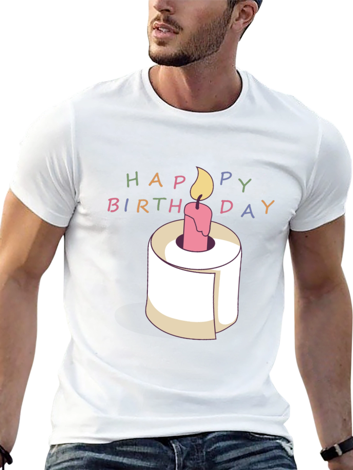 Funny Birthday Toilet Paper Roll Candle T-Shirt