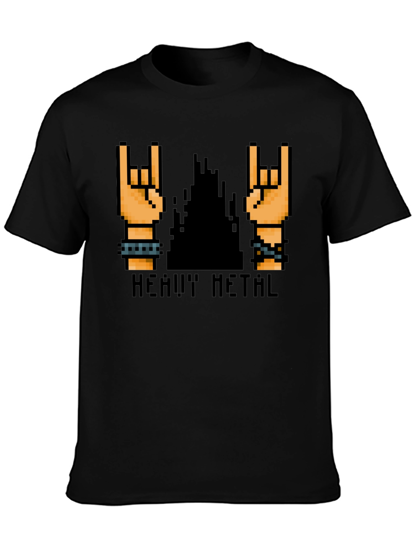 Heavy Metal Pixel Art Black T-Shirt