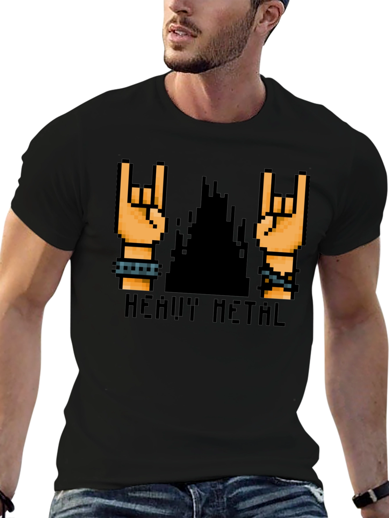 Heavy Metal Pixel Art Black T-Shirt
