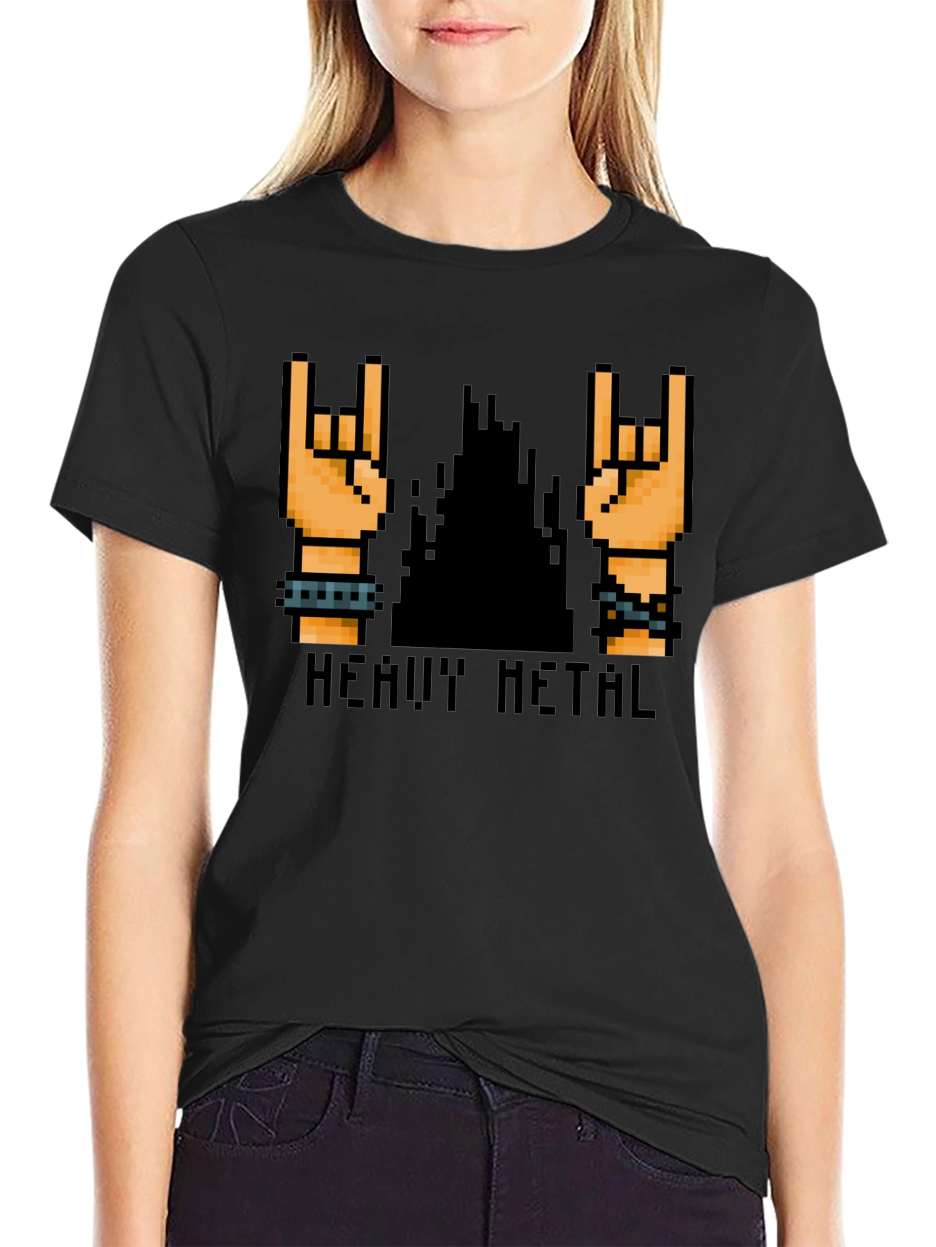 Heavy Metal Pixel Art Black T-Shirt