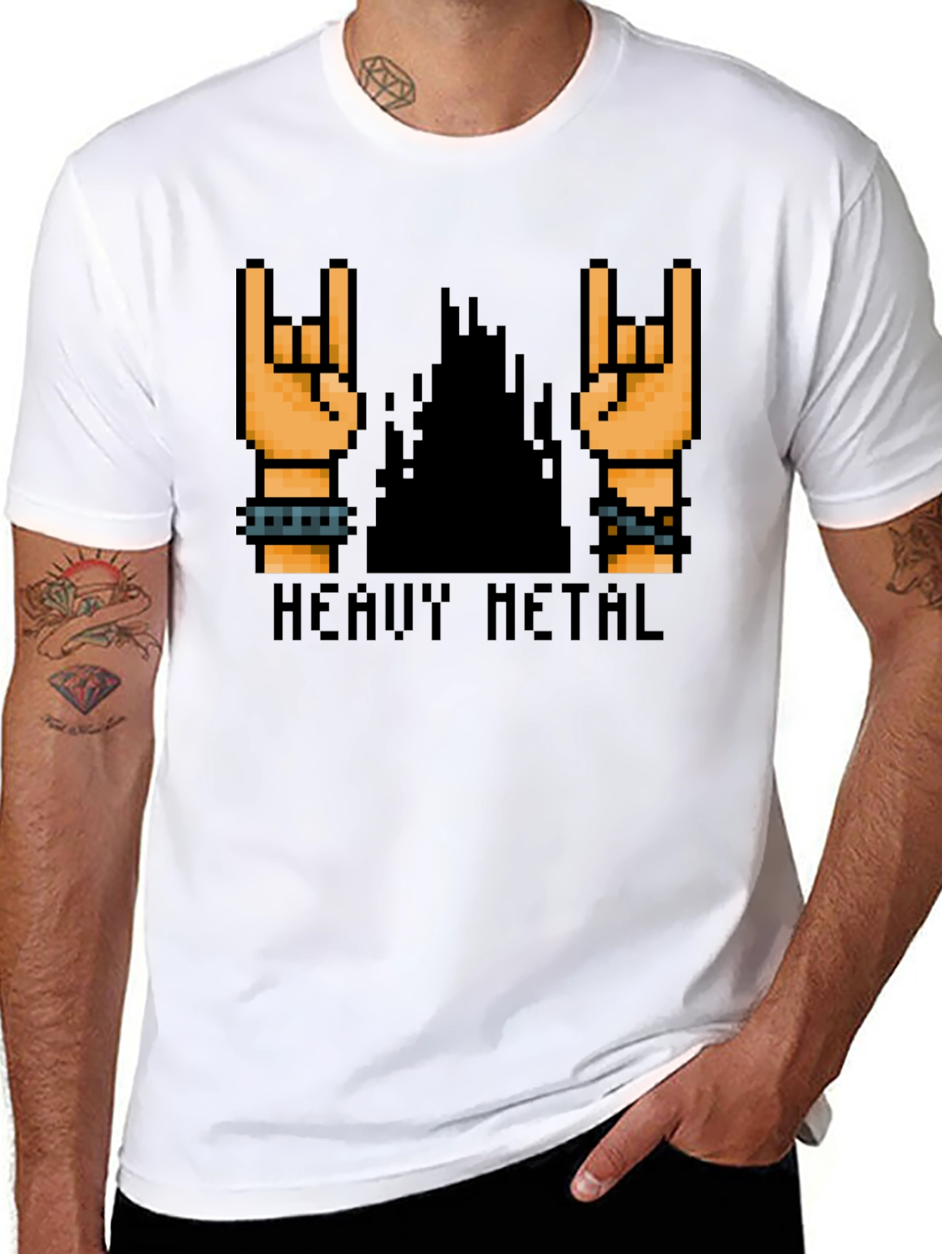 Heavy Metal Pixel Art Black T-Shirt