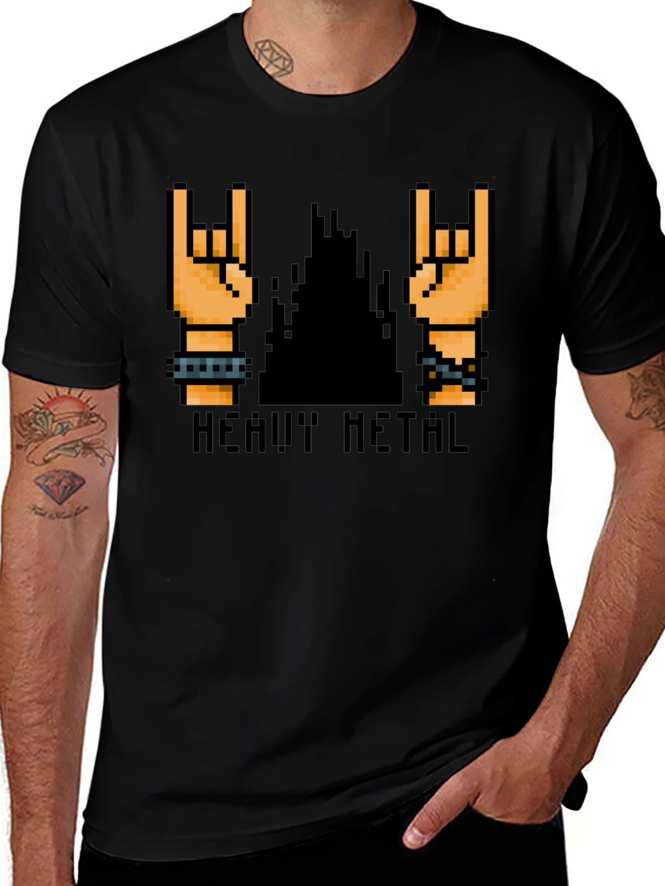 Heavy Metal Pixel Art Black T-Shirt