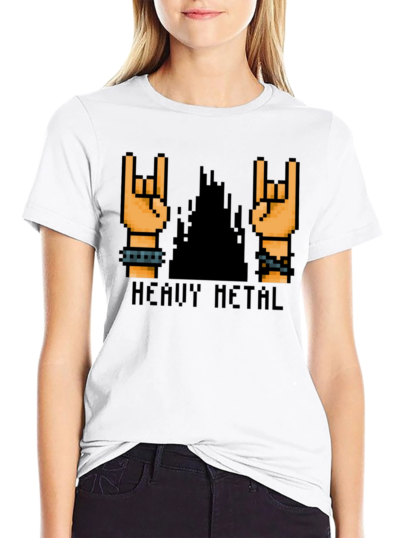 Heavy Metal Pixel Art Black T-Shirt