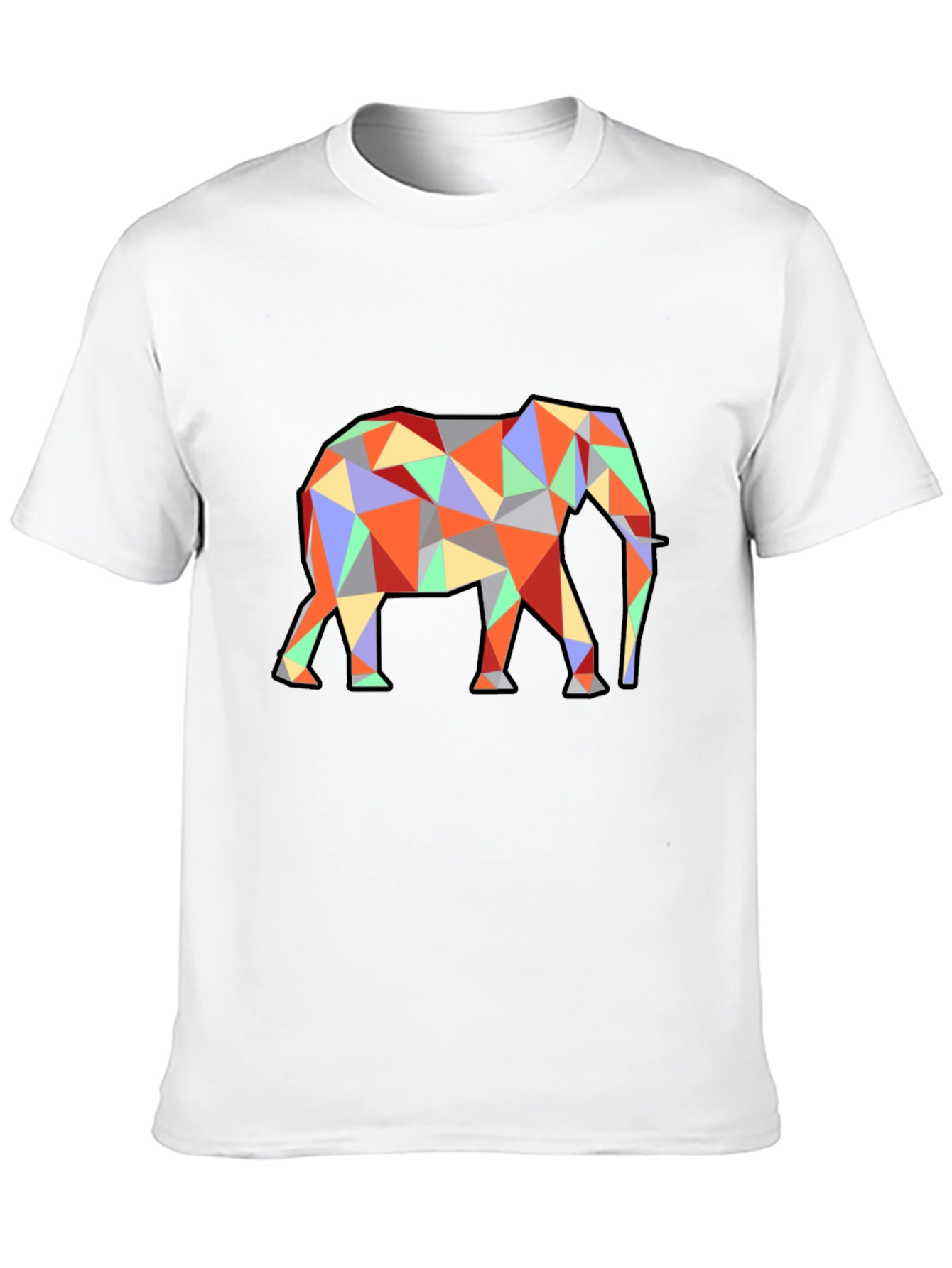 Geometric Elephant Graphic Tee - Black