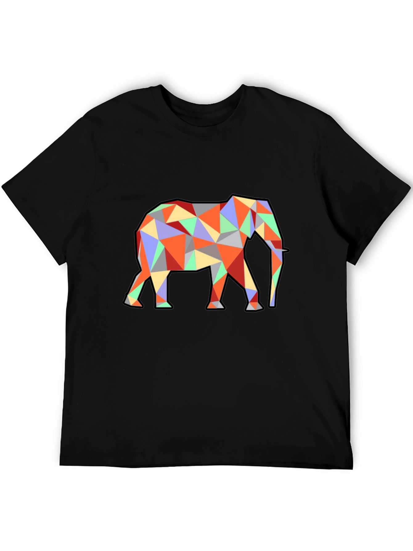 Geometric Elephant Graphic Tee - Black
