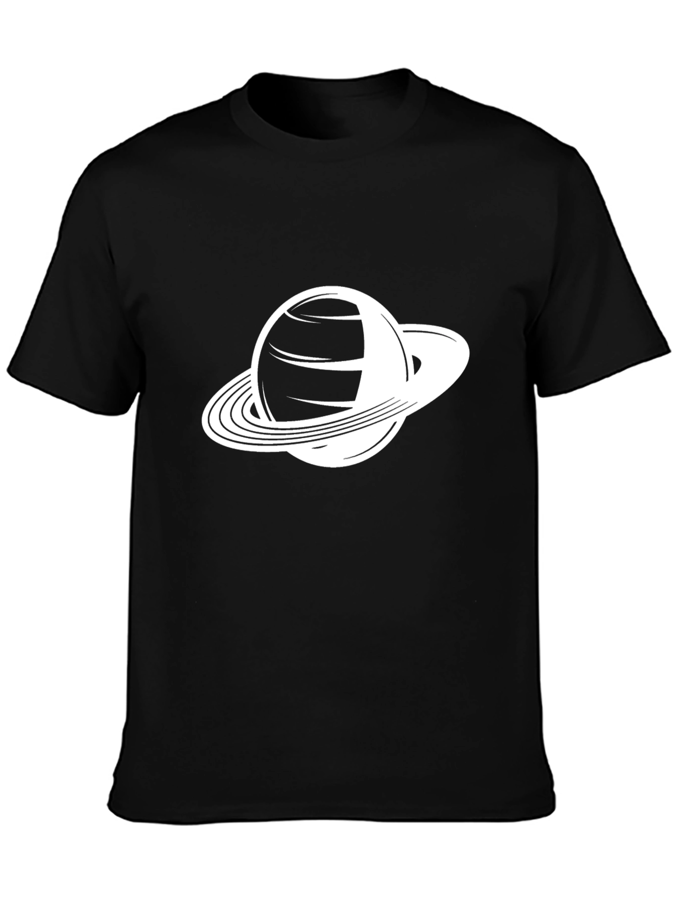 Saturn Graphic Tee - Black Cotton Blend Shirt