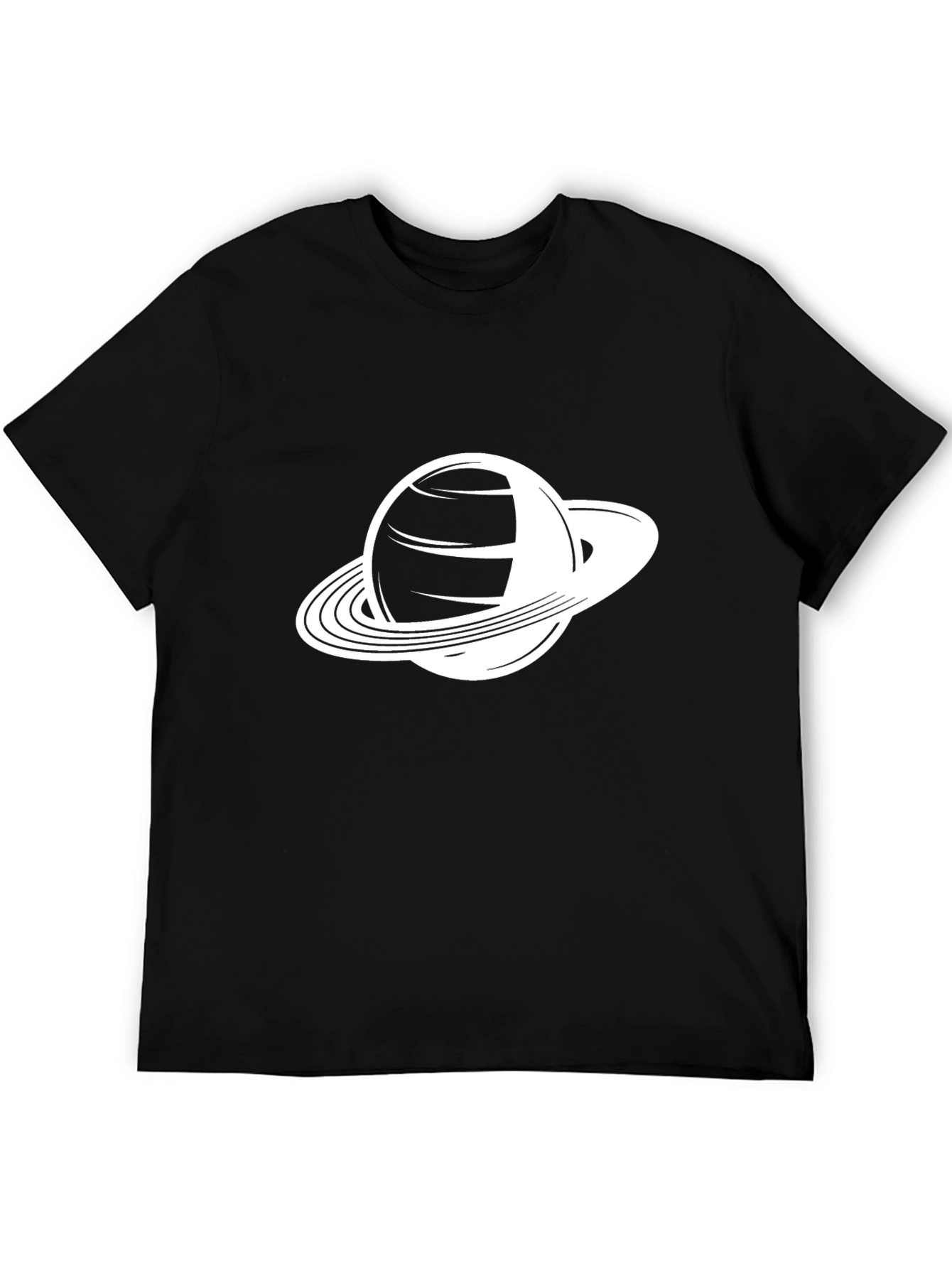 Saturn Graphic Tee - Black Cotton Blend Shirt
