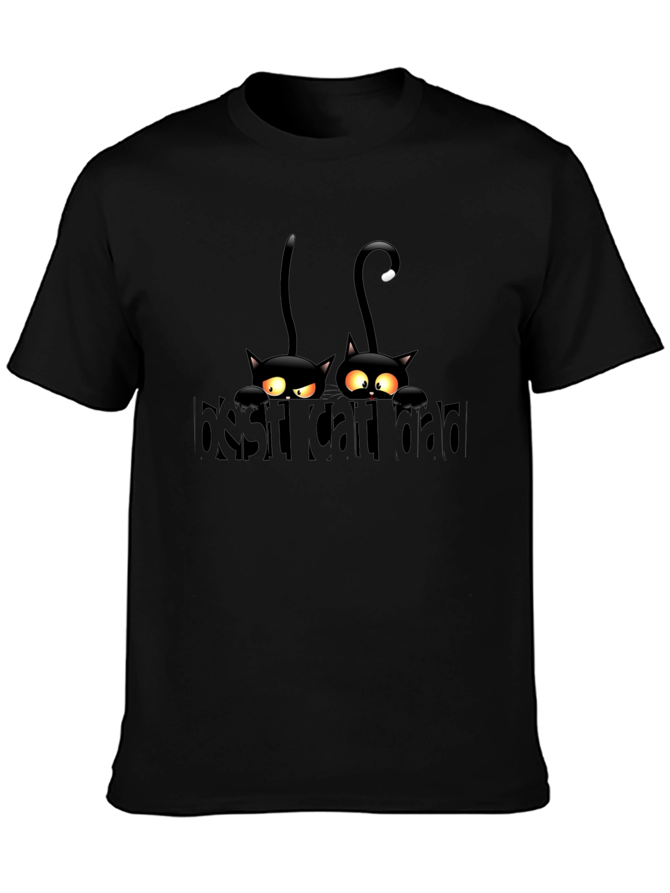 Mens Black Best Cat Dad Graphic T-Shirt