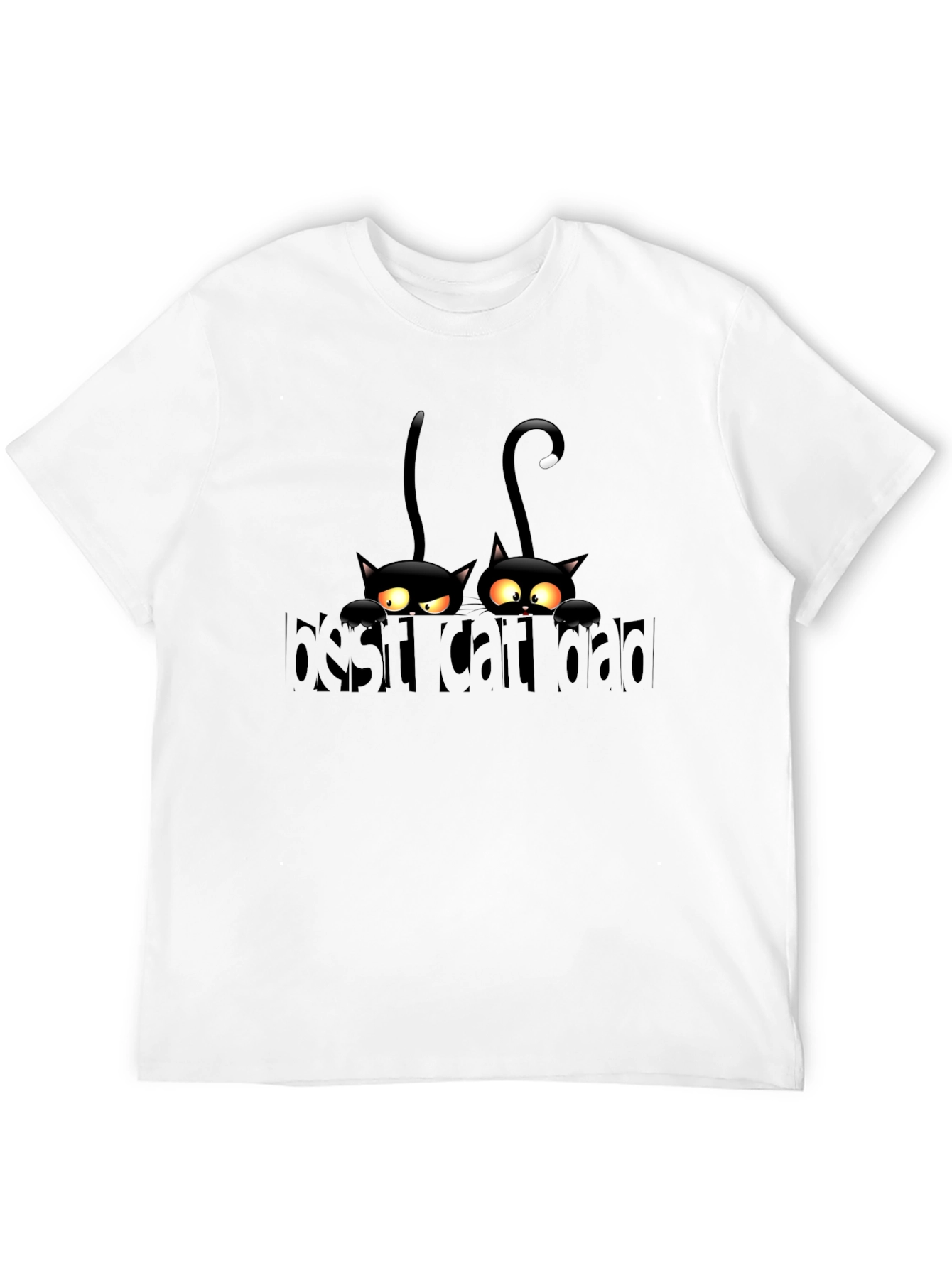 Mens Black Best Cat Dad Graphic T-Shirt