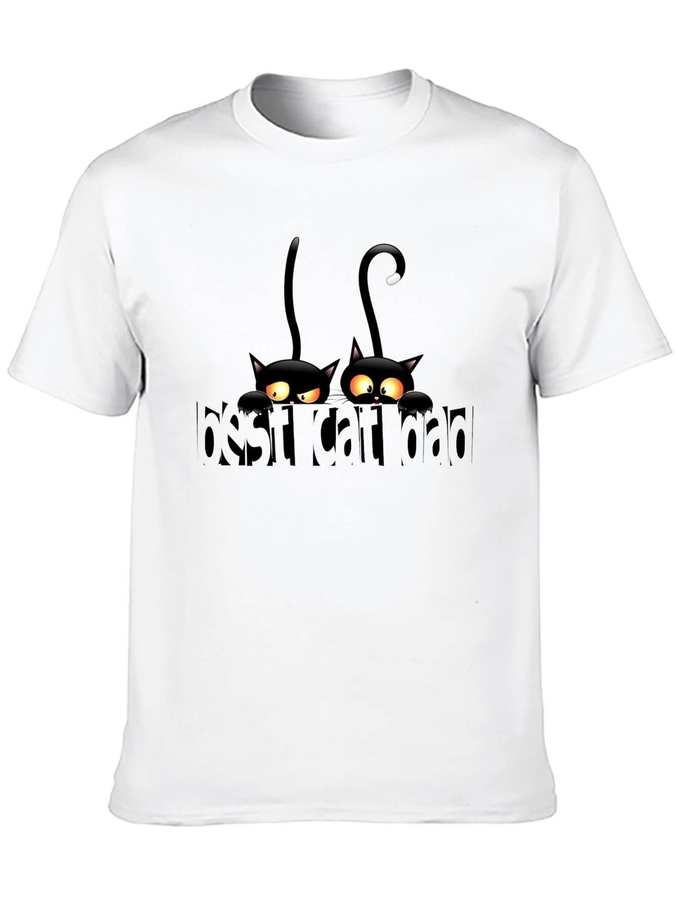 Mens Black Best Cat Dad Graphic T-Shirt