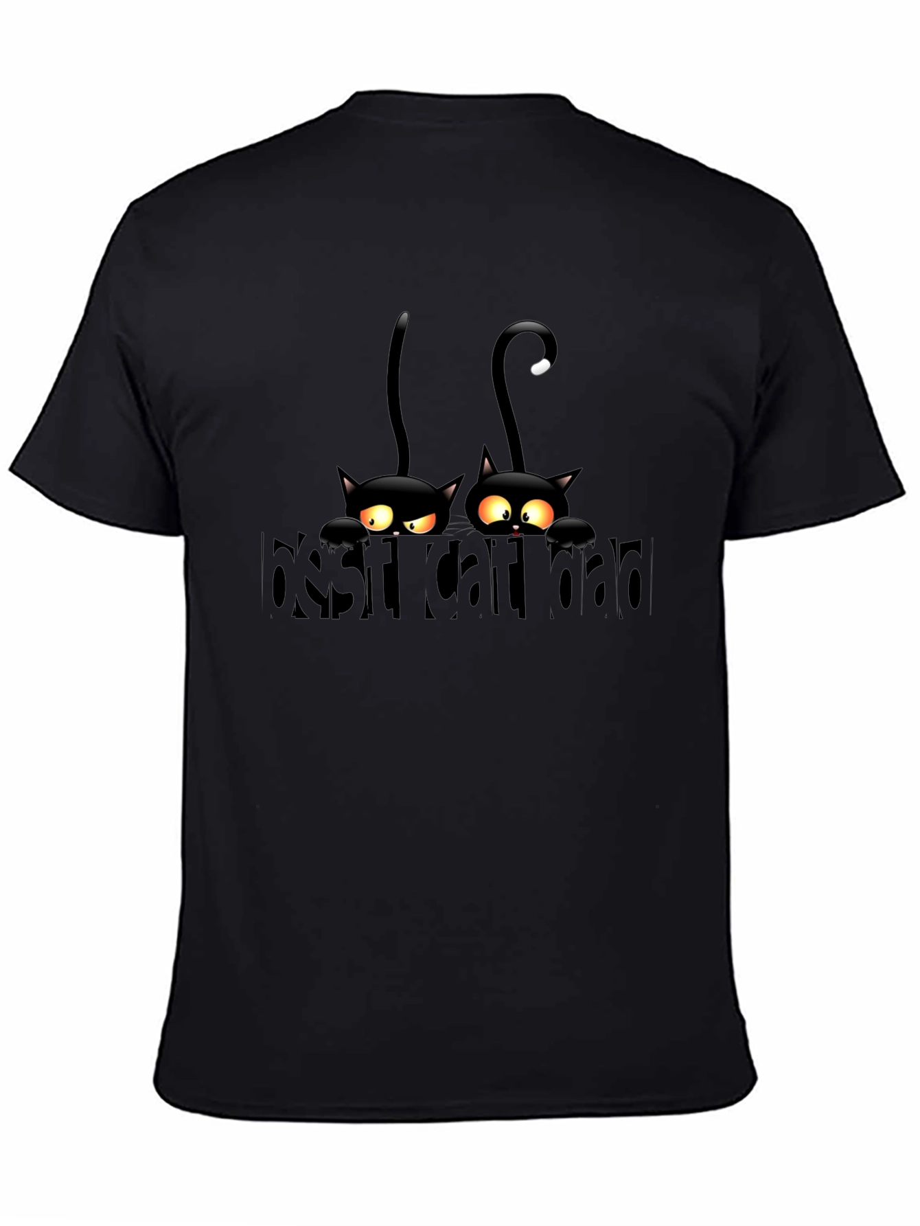 Mens Black Best Cat Dad Graphic T-Shirt