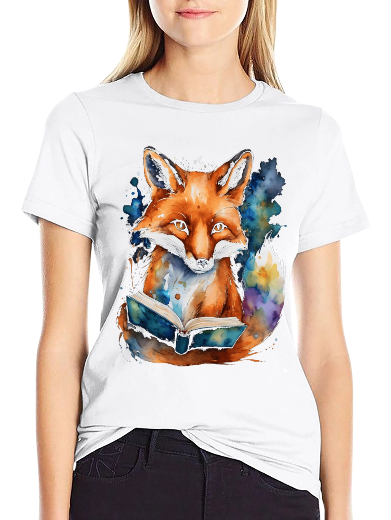 Fox Reading Book Graphic T-Shirt