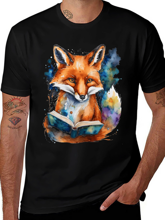 Fox Reading Book Graphic T-Shirt