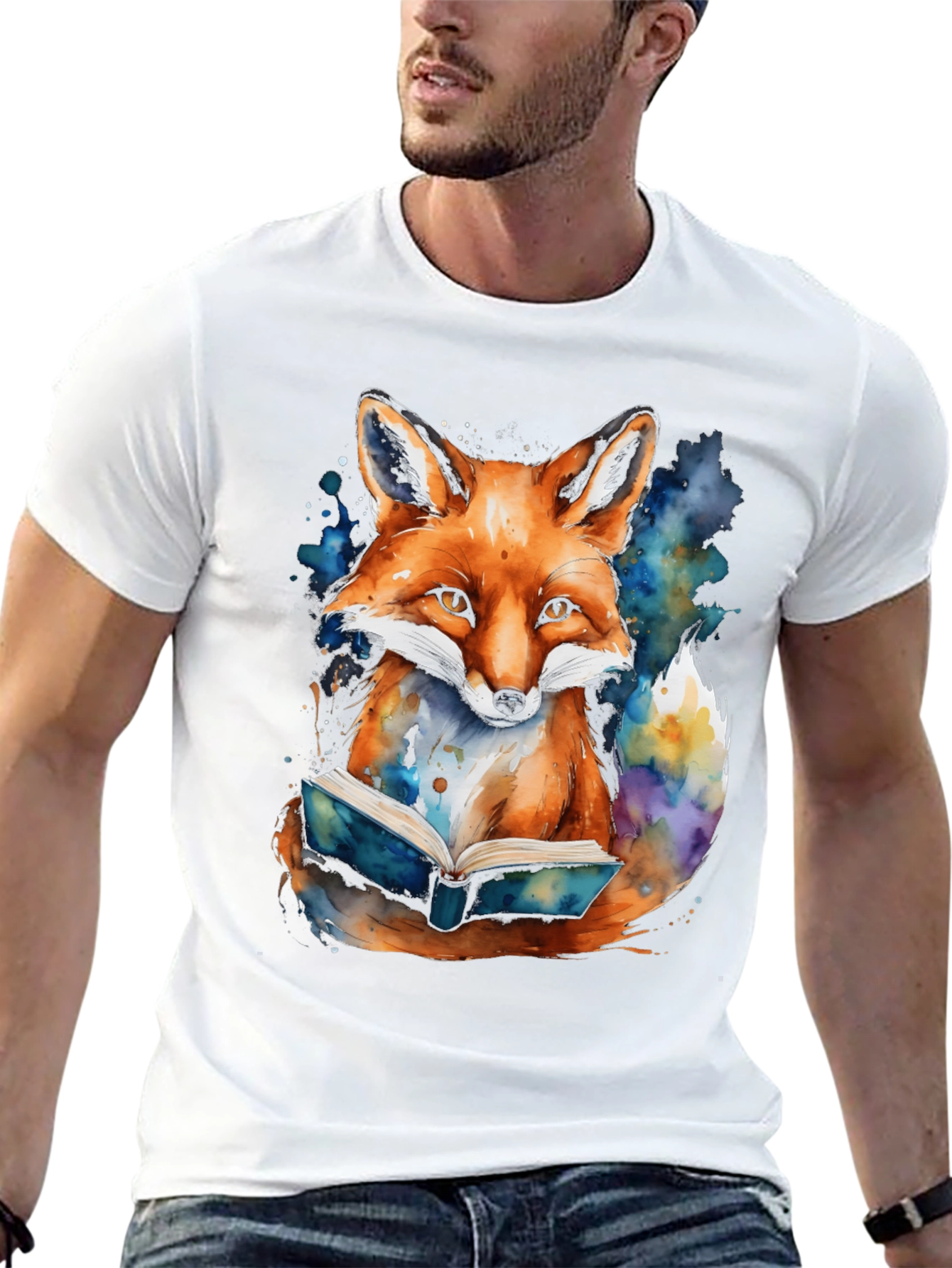 Fox Reading Book Graphic T-Shirt
