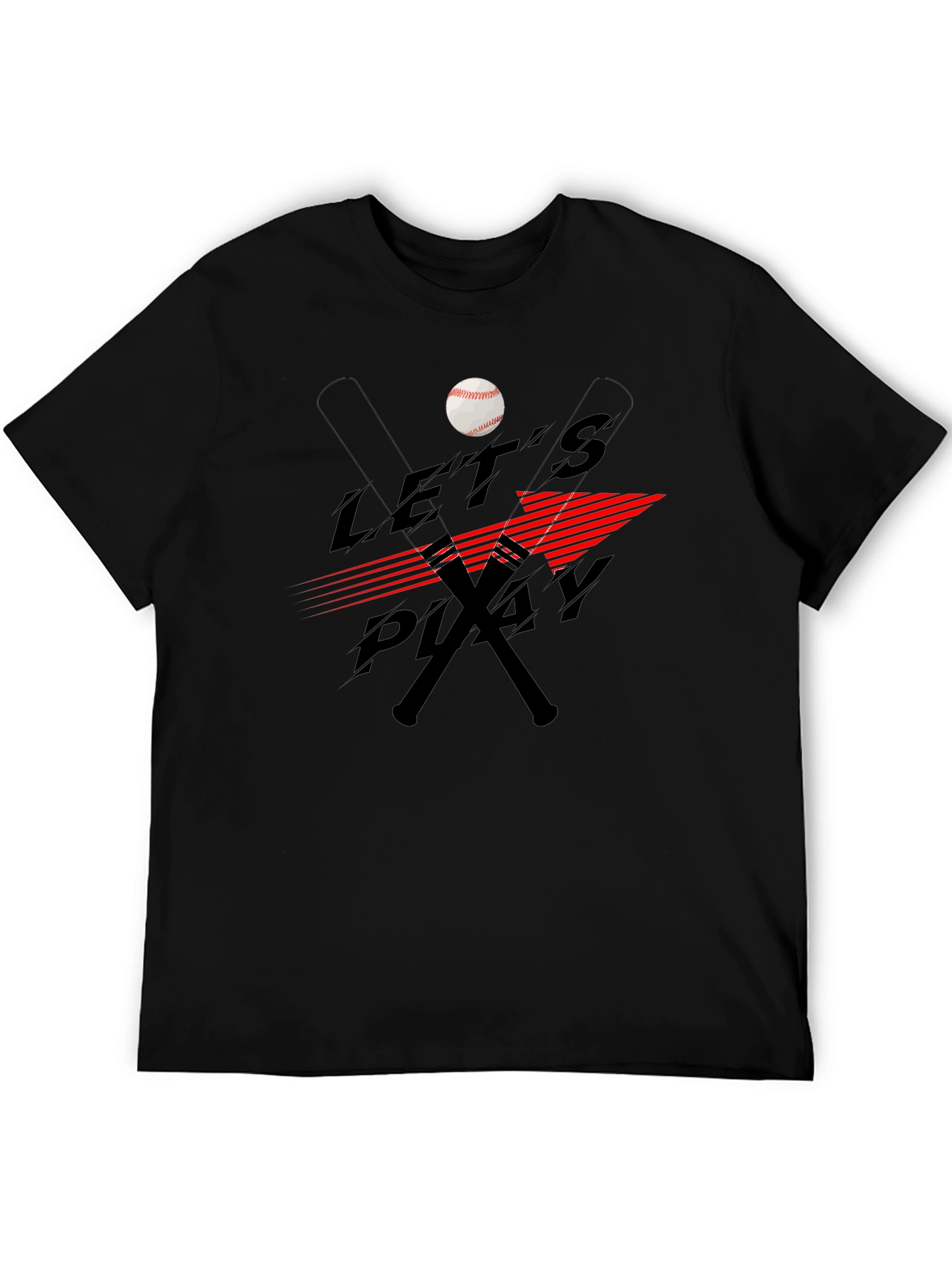 Lets Play Baseball Black T-Shirt