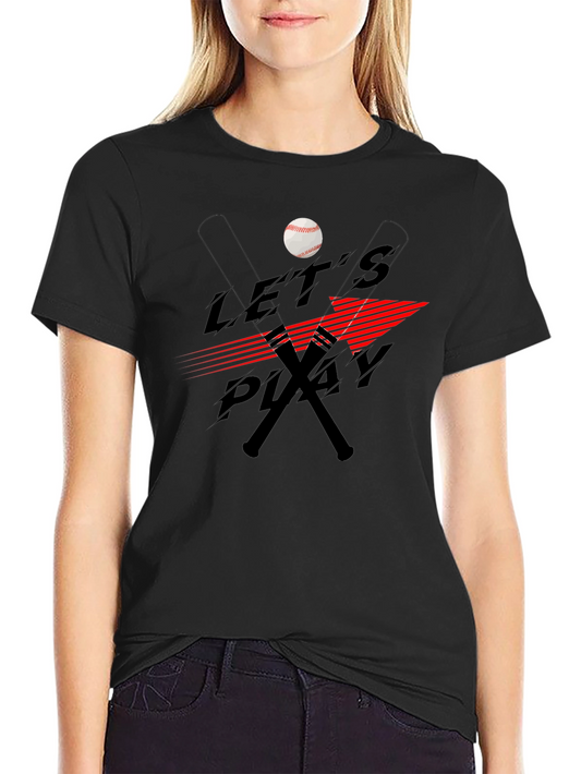 Lets Play Baseball Black T-Shirt