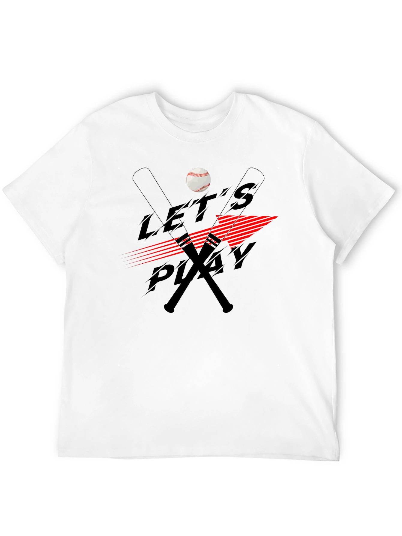 Lets Play Baseball Black T-Shirt