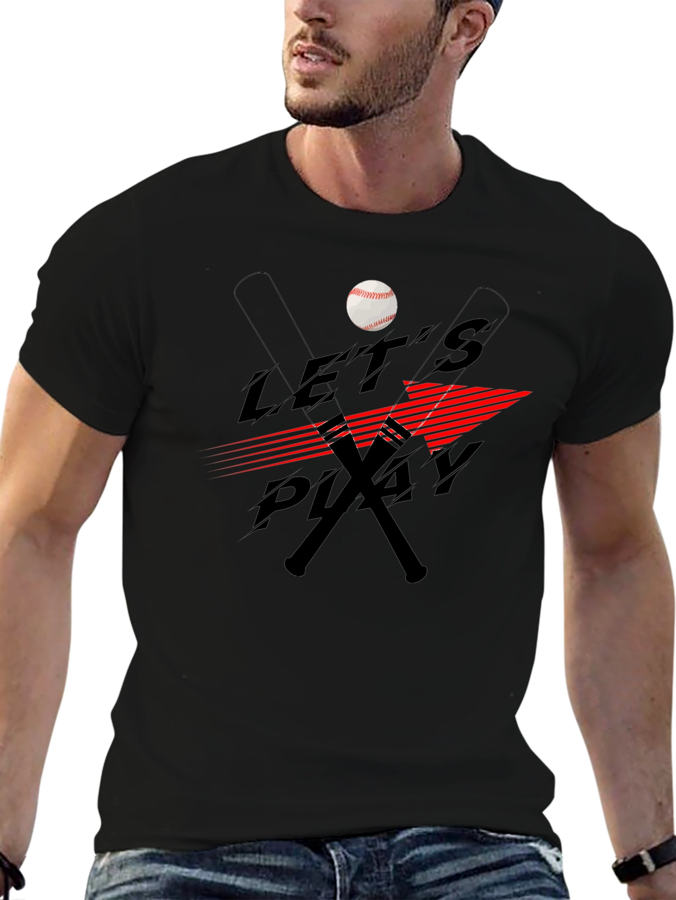 Lets Play Baseball Black T-Shirt