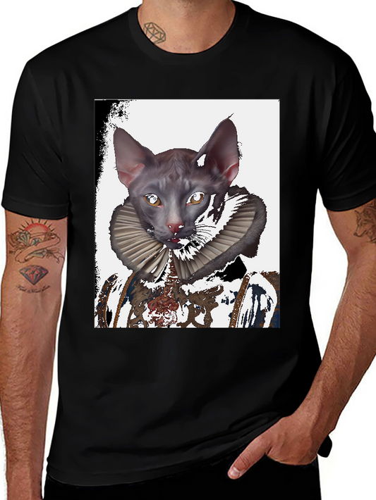 Royal Cat Portrait Tee - Unique Pet Graphic T-Shirt