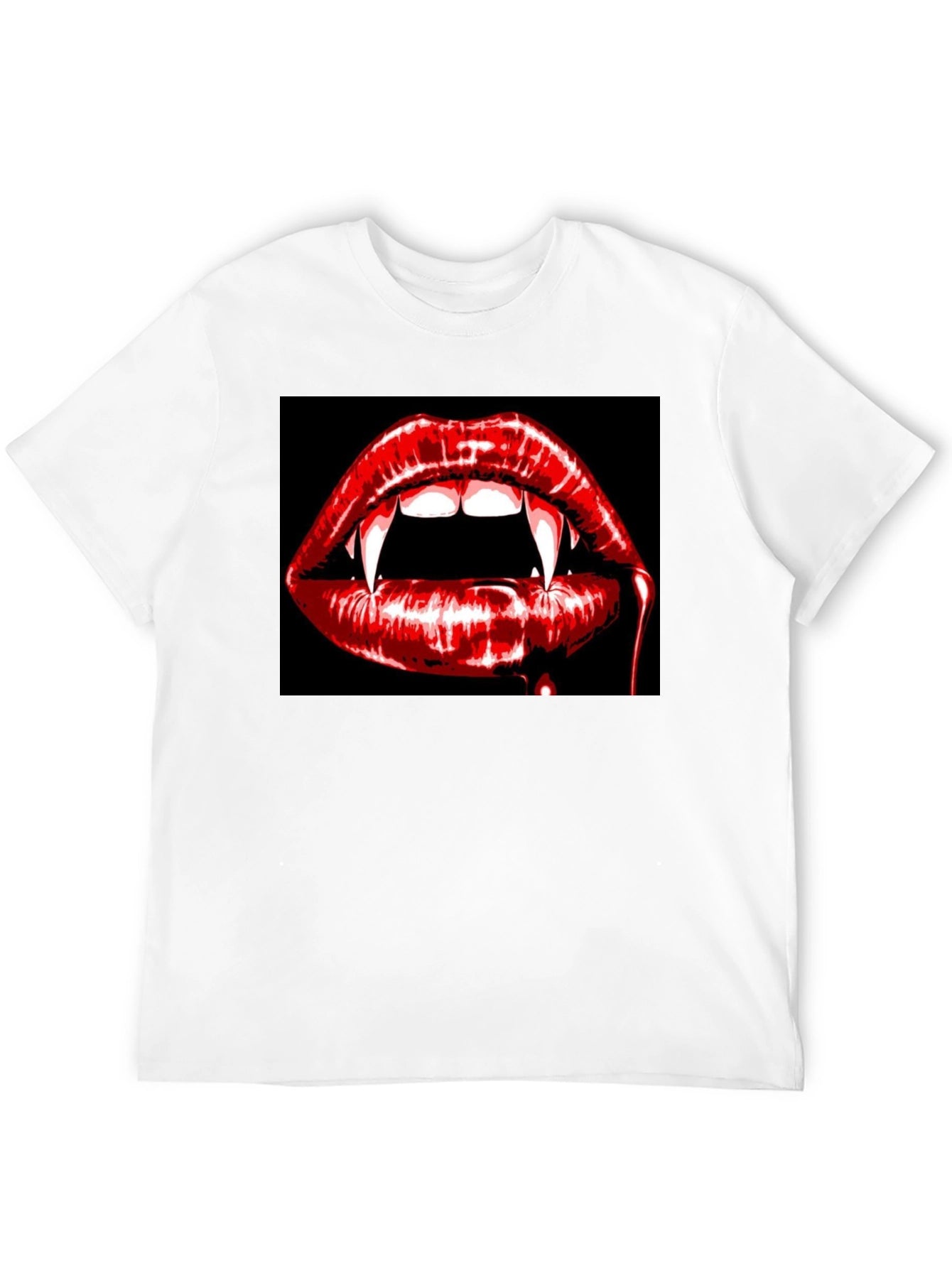 Vampire Lips Graphic Tee - Black Cotton T-Shirt