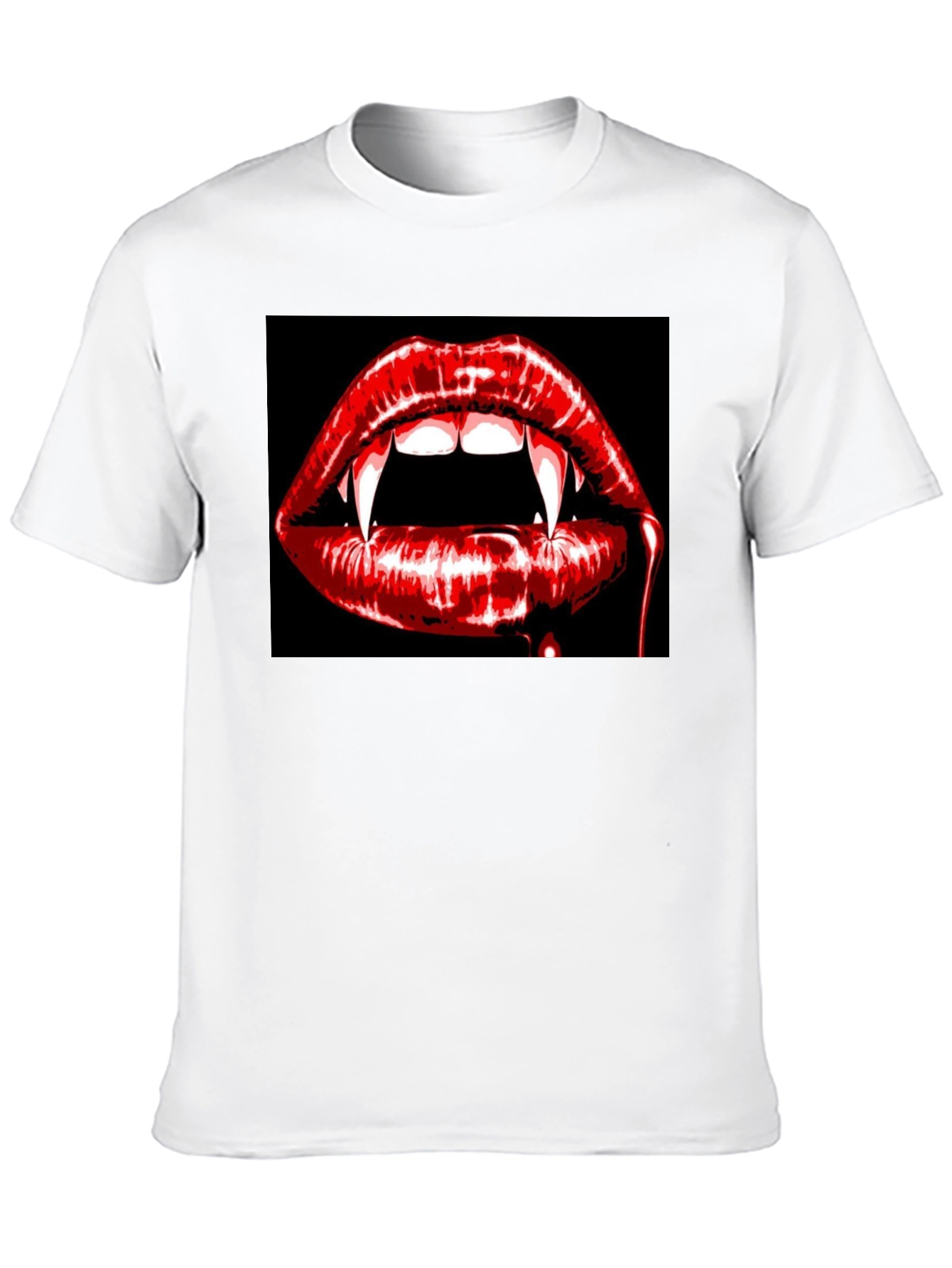 Vampire Lips Graphic Tee - Black Cotton T-Shirt