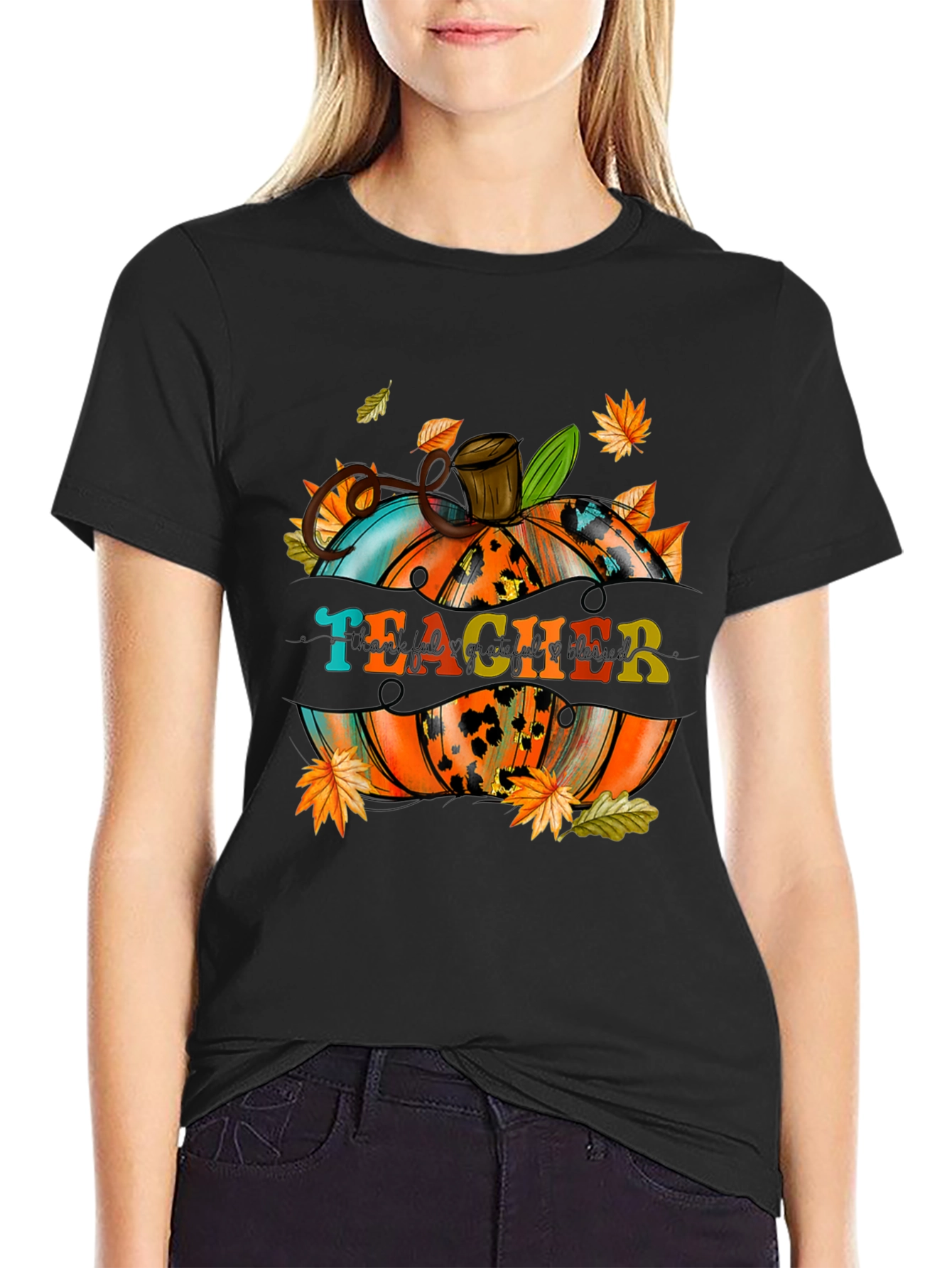 Teacher Pumpkin Fall Graphic T-Shirt