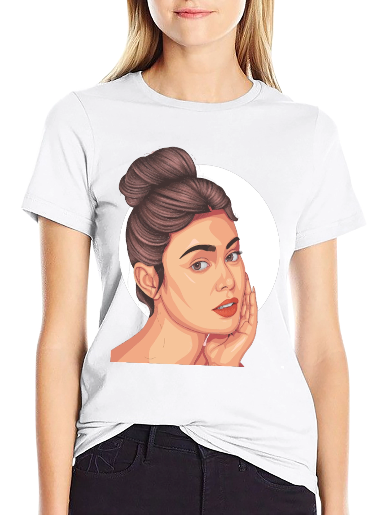 Woman Portrait Graphic Black T-Shirt