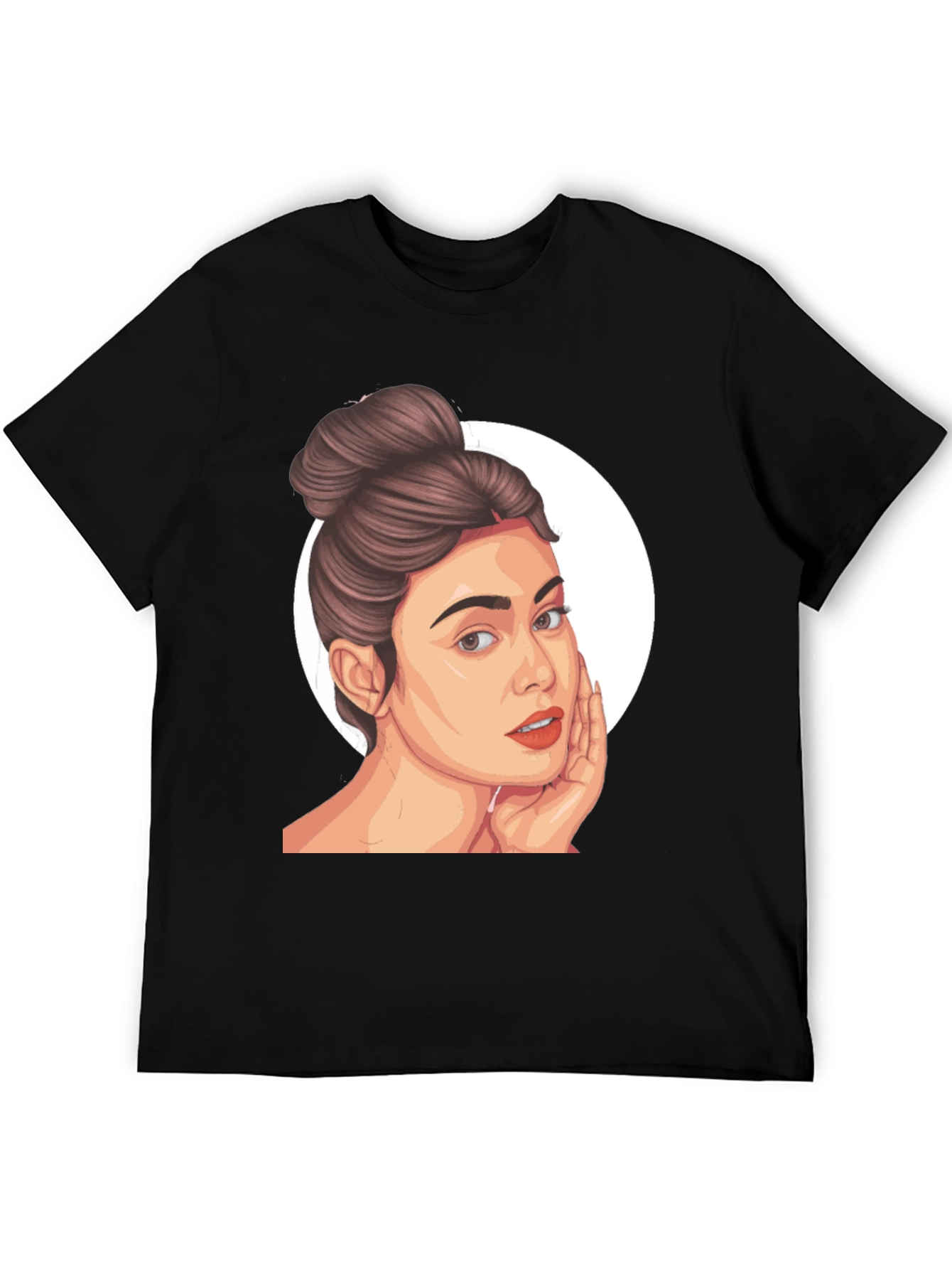 Woman Portrait Graphic Black T-Shirt