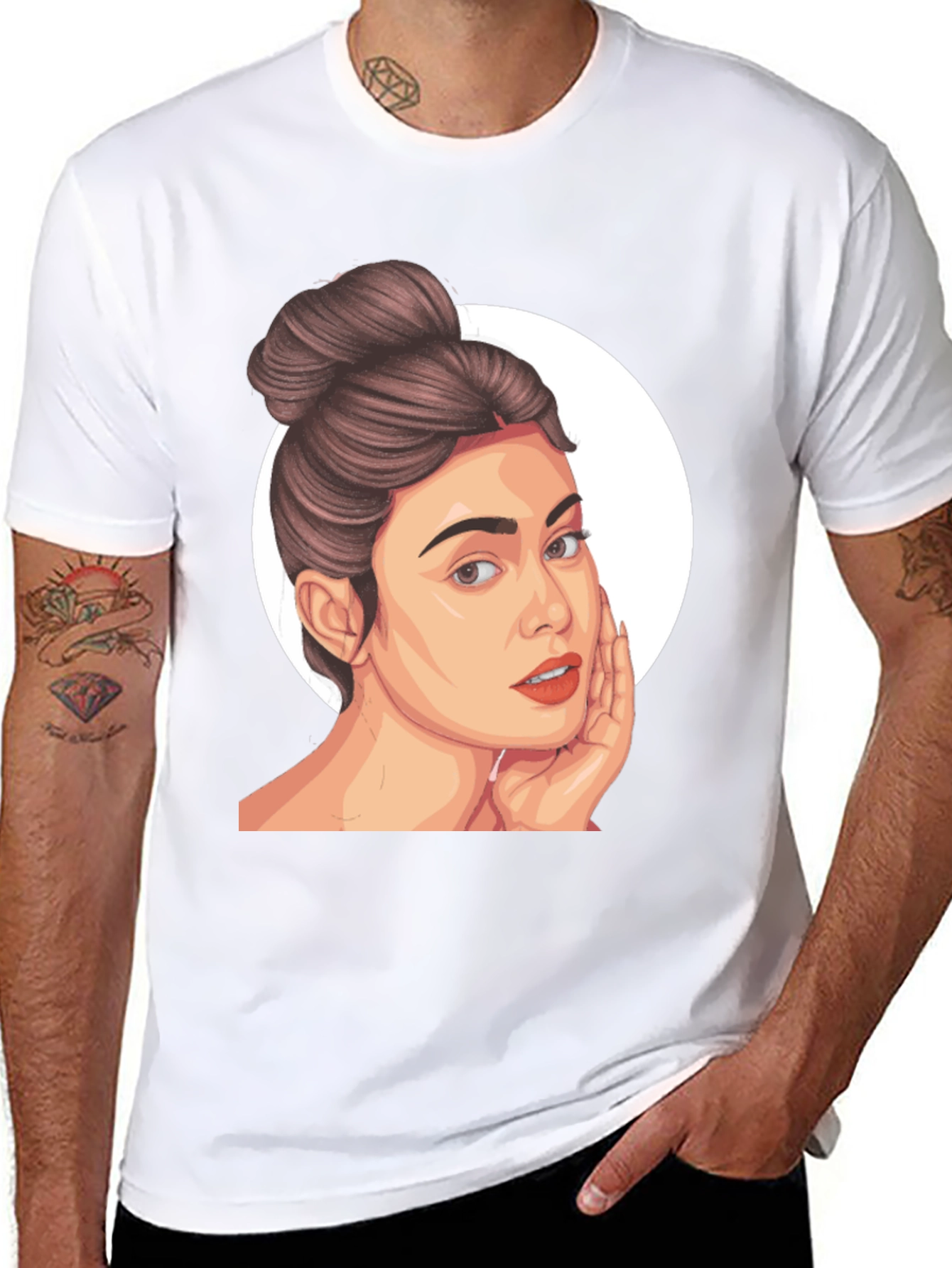 Woman Portrait Graphic Black T-Shirt
