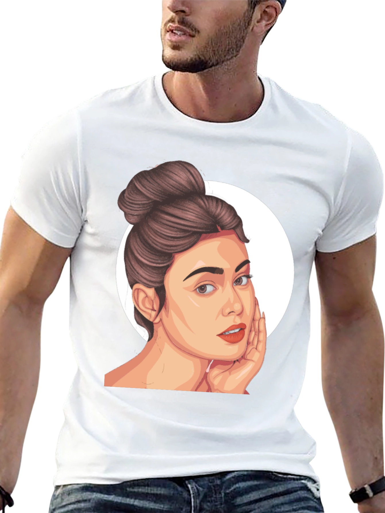 Woman Portrait Graphic Black T-Shirt