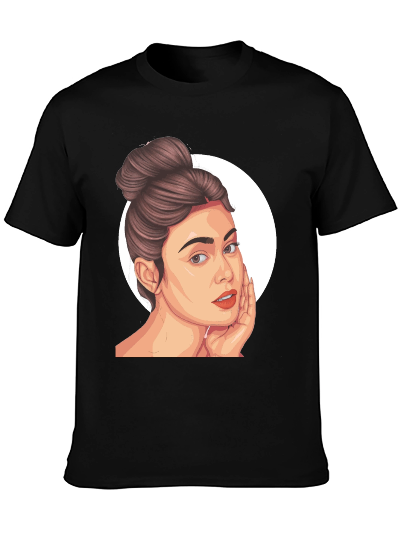 Woman Portrait Graphic Black T-Shirt