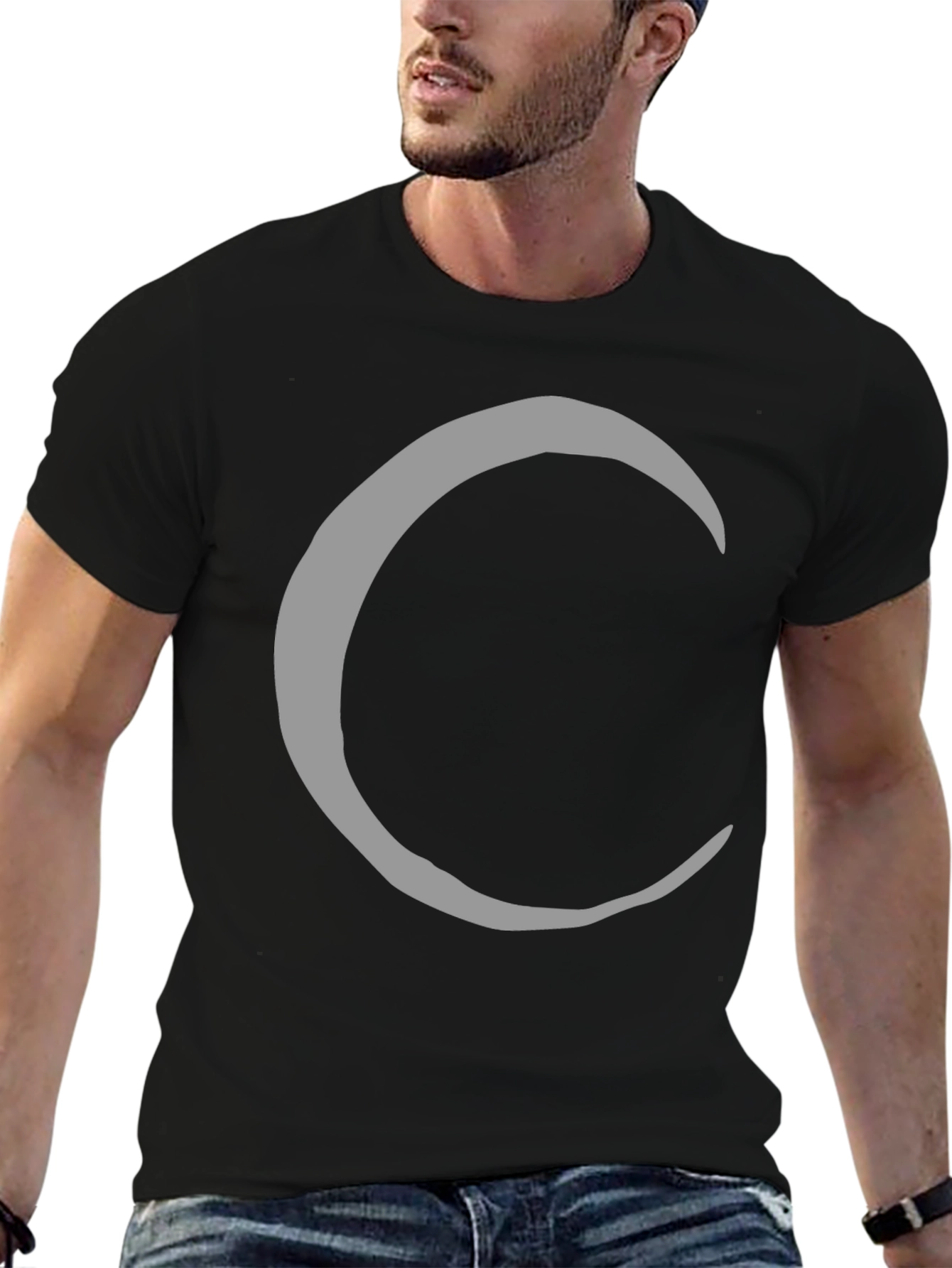 Crescent Moon Graphic Tee - Stylish Black T-Shirt