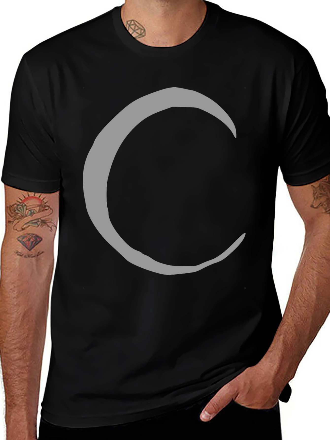 Crescent Moon Graphic Tee - Stylish Black T-Shirt