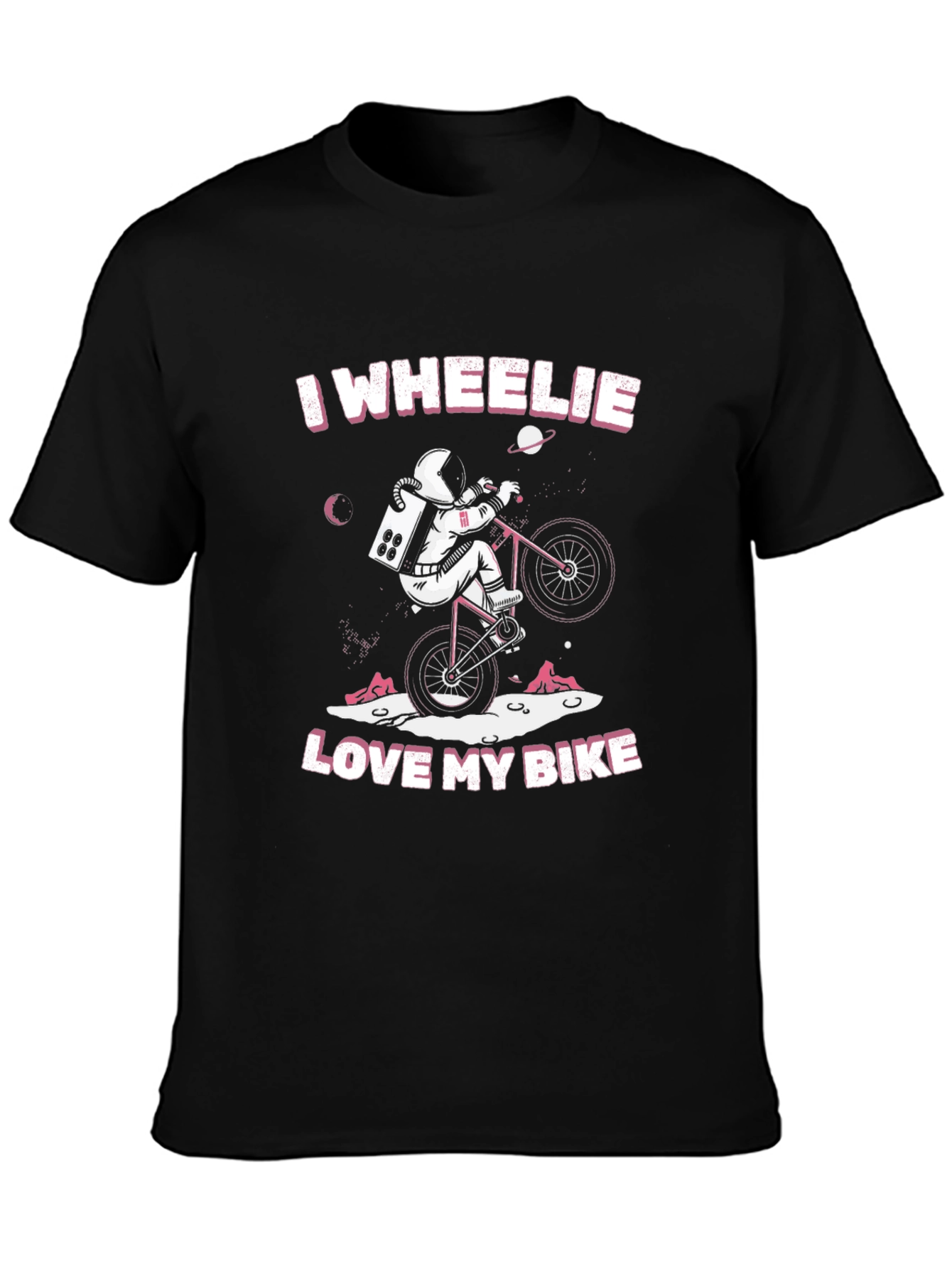 I Wheelie Love My Bike T-Shirt - Astronaut Design