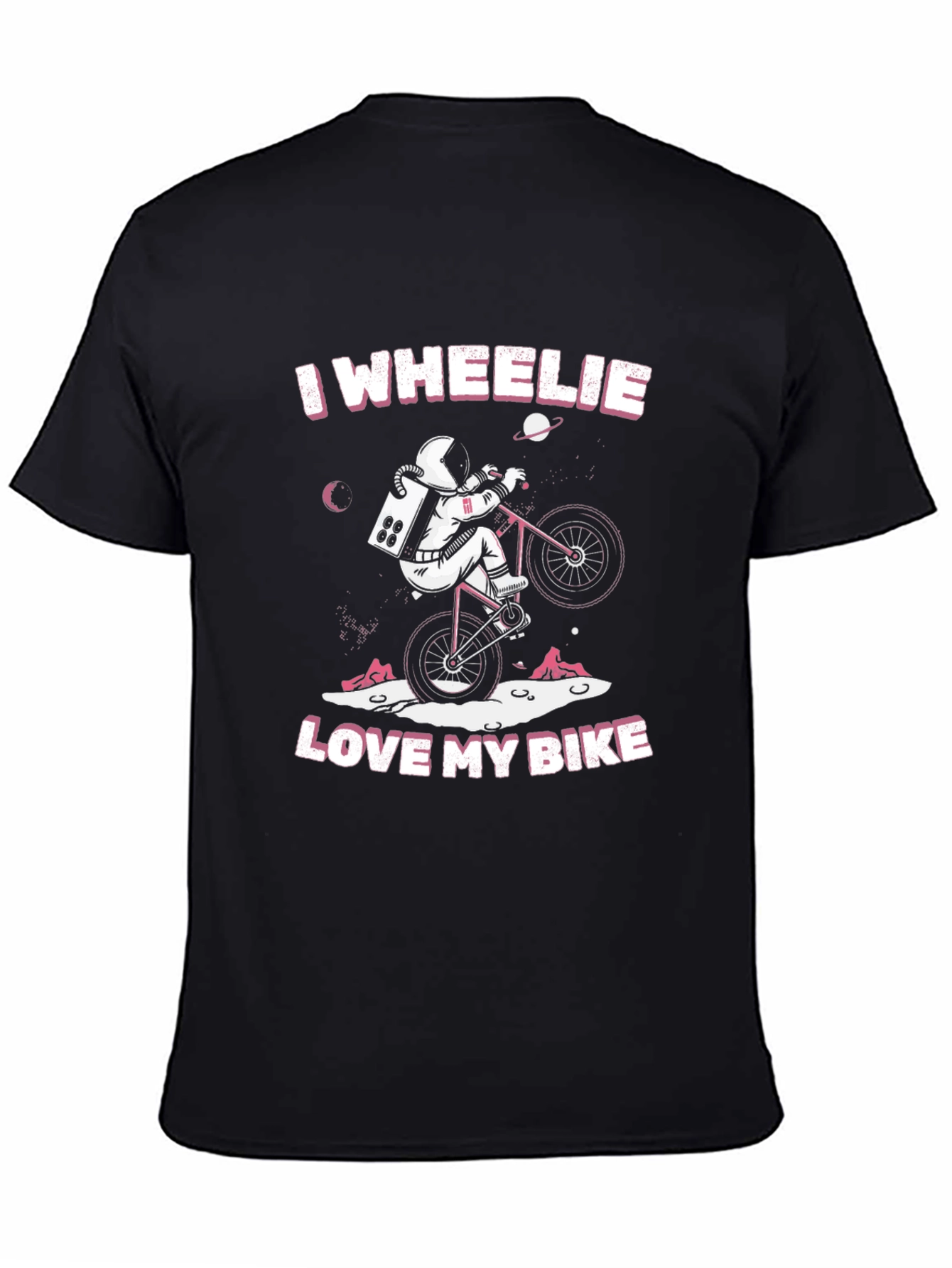 I Wheelie Love My Bike T-Shirt - Astronaut Design
