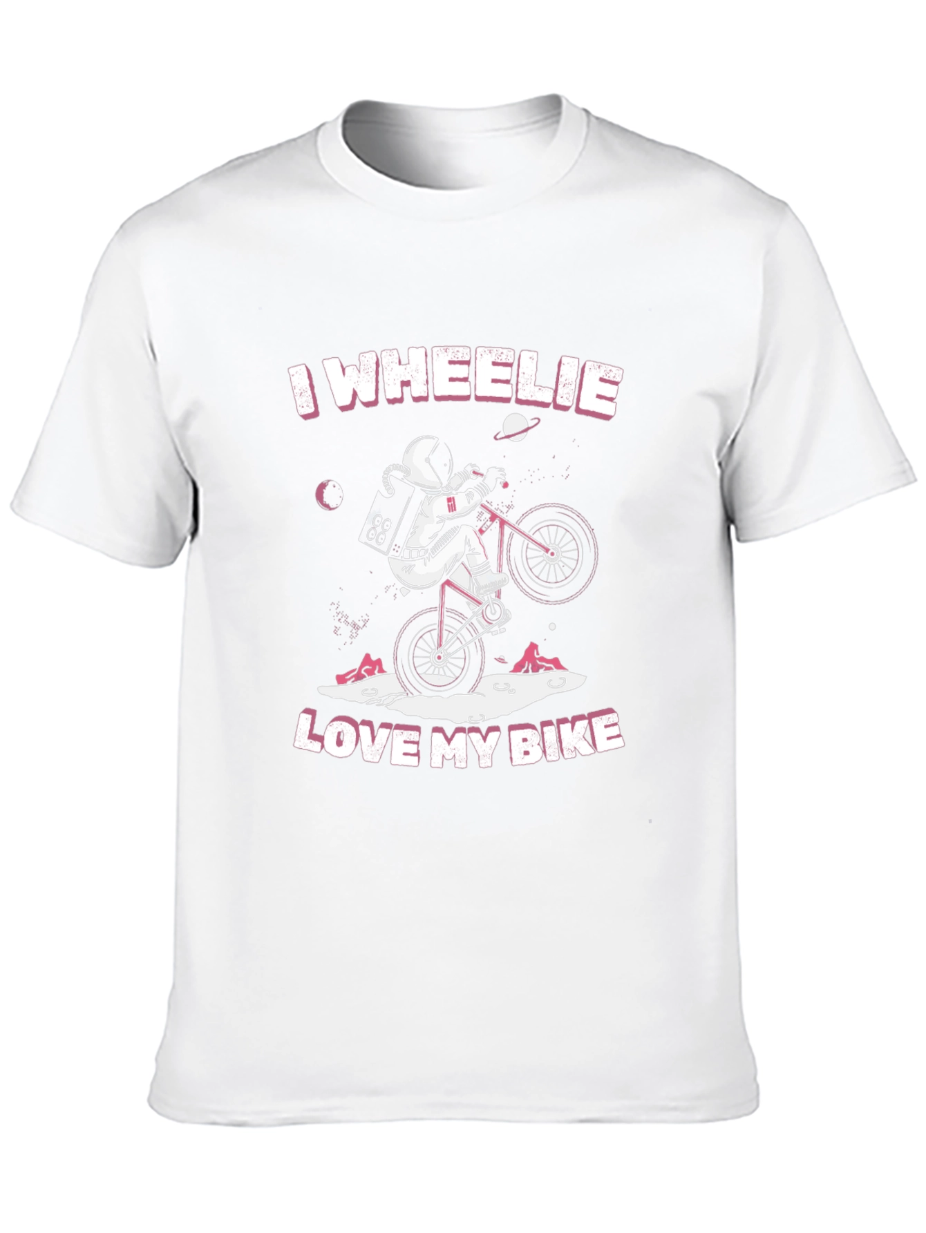 I Wheelie Love My Bike T-Shirt - Astronaut Design