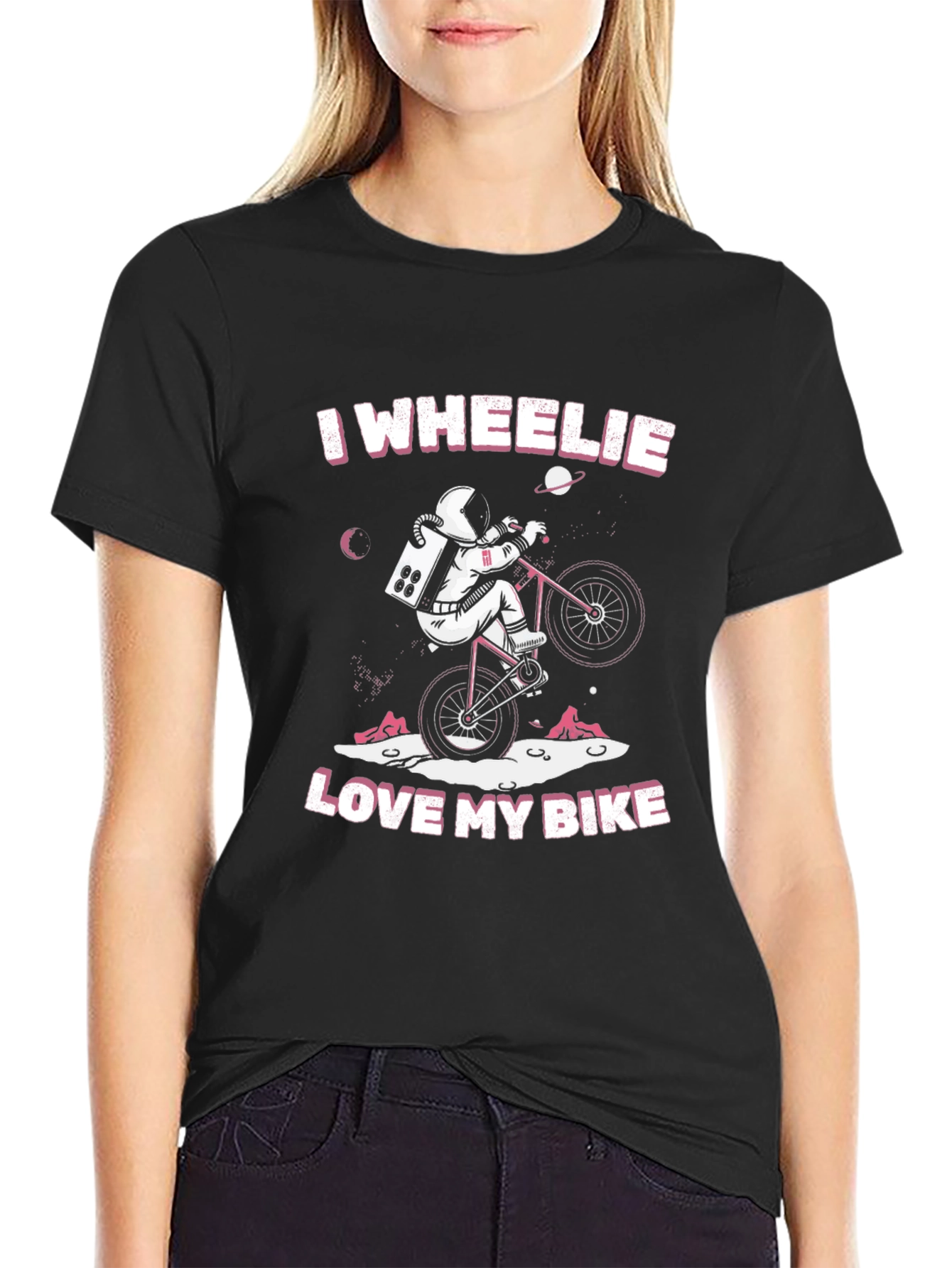 I Wheelie Love My Bike T-Shirt - Astronaut Design