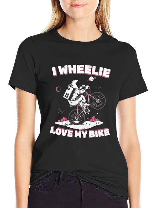 I Wheelie Love My Bike T-Shirt - Astronaut Design