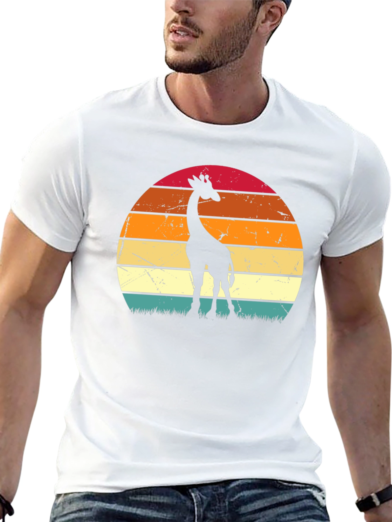 Retro Giraffe Sunset T-Shirt