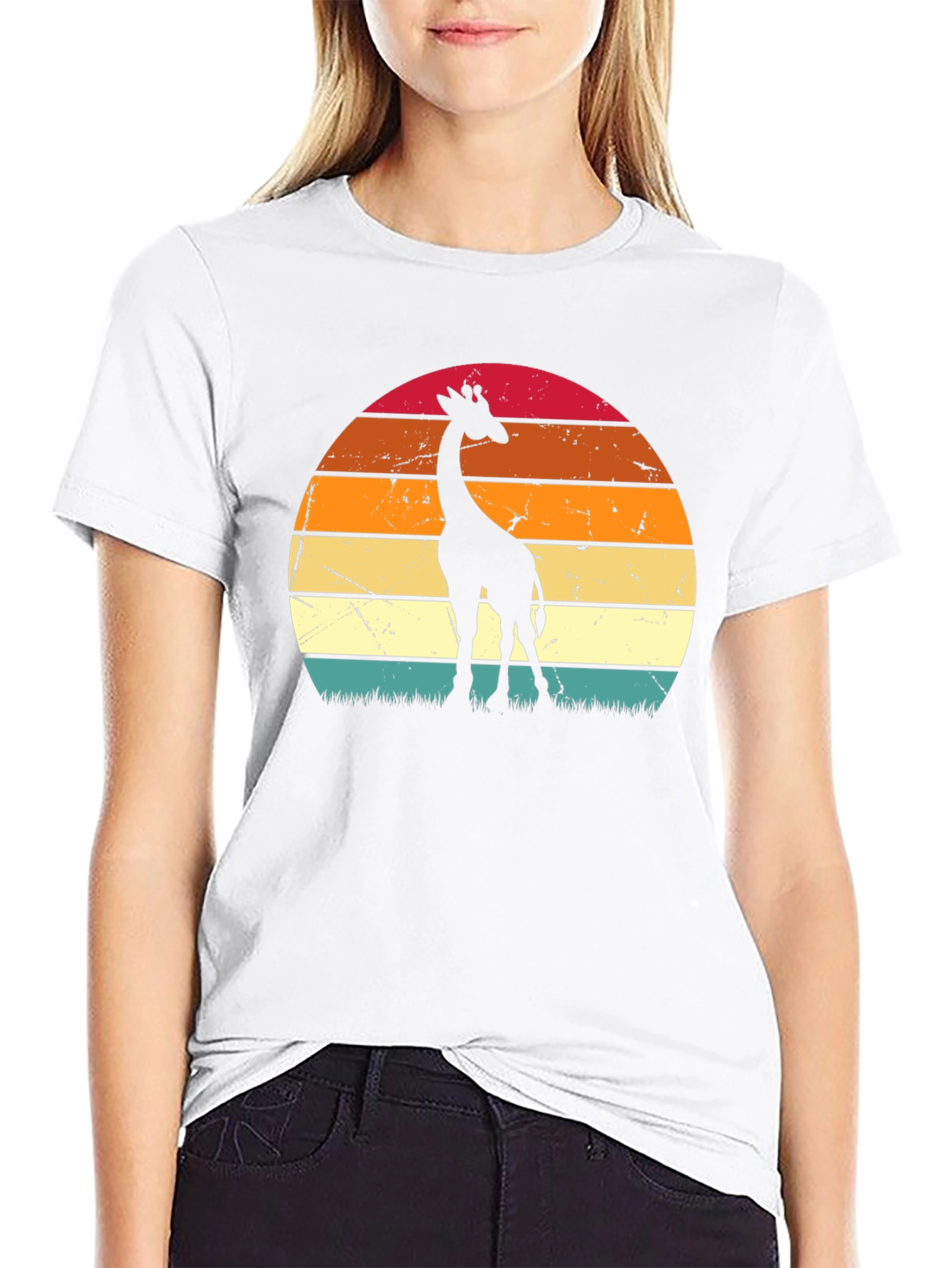 Retro Giraffe Sunset T-Shirt