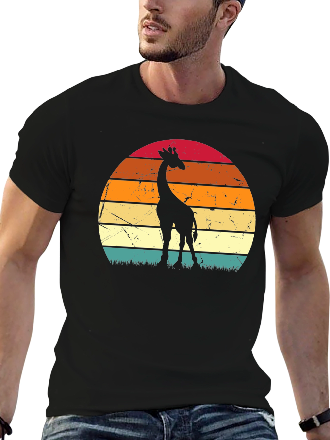 Retro Giraffe Sunset T-Shirt