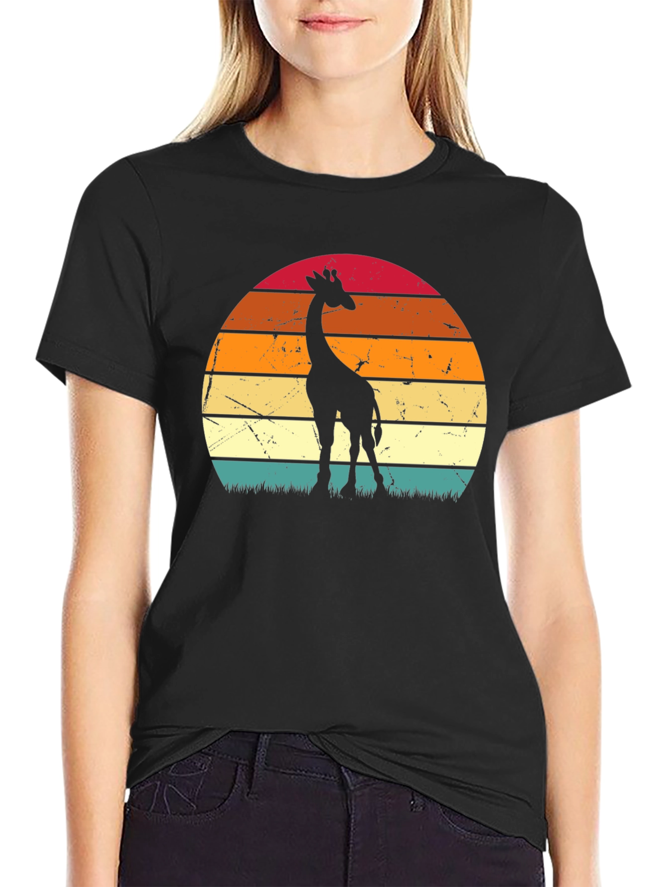 Retro Giraffe Sunset T-Shirt