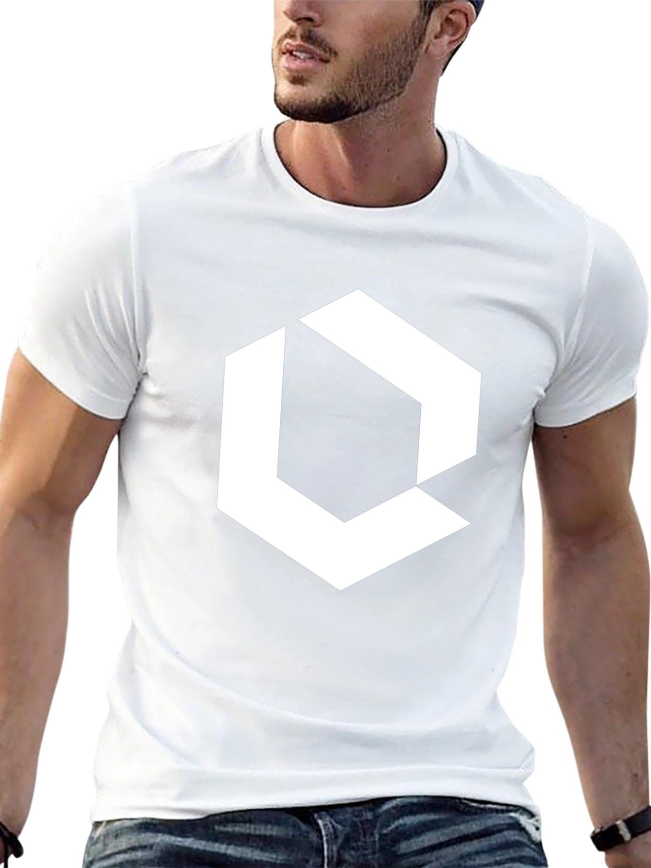 Geometric Graphic Print Black T-Shirt