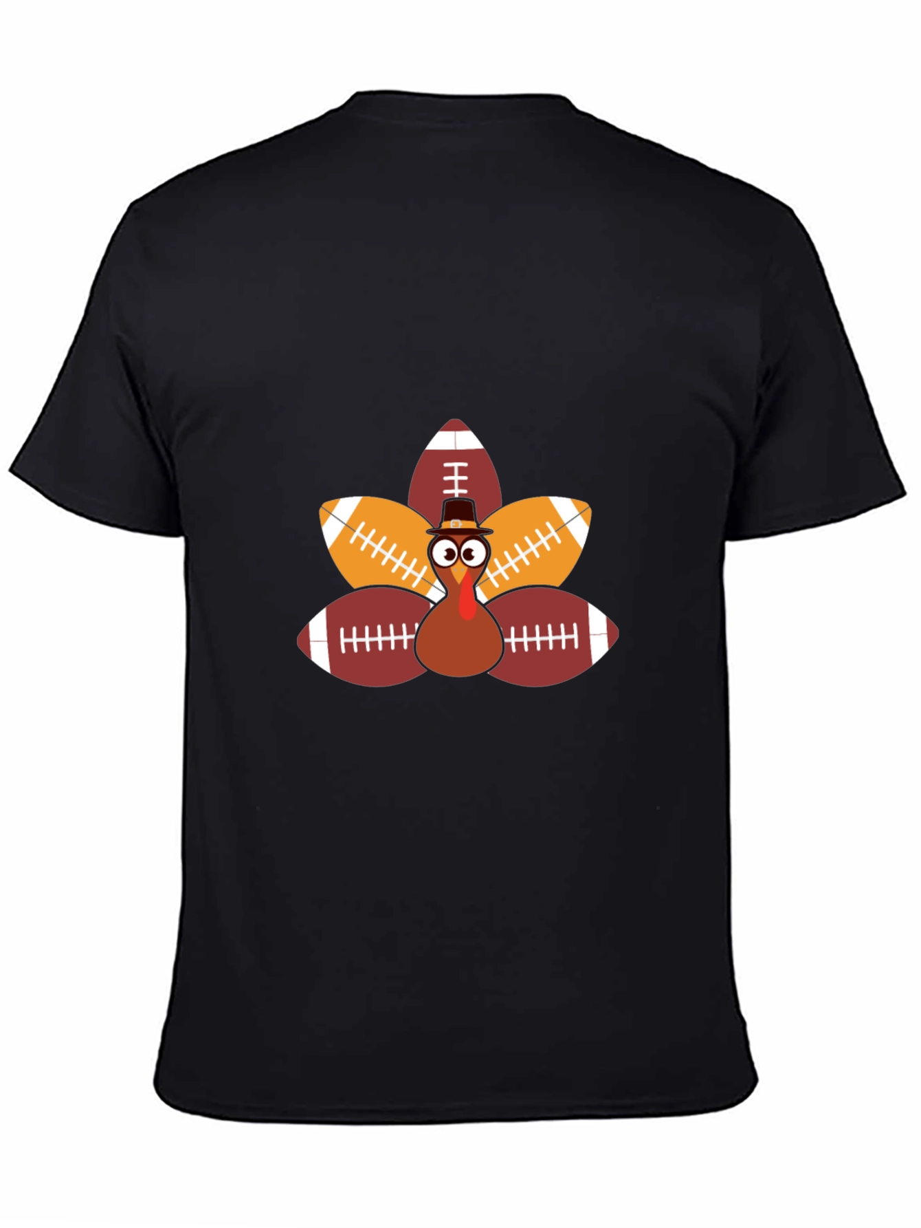 Thanksgiving Football Turkey Mens Black T-Shirt