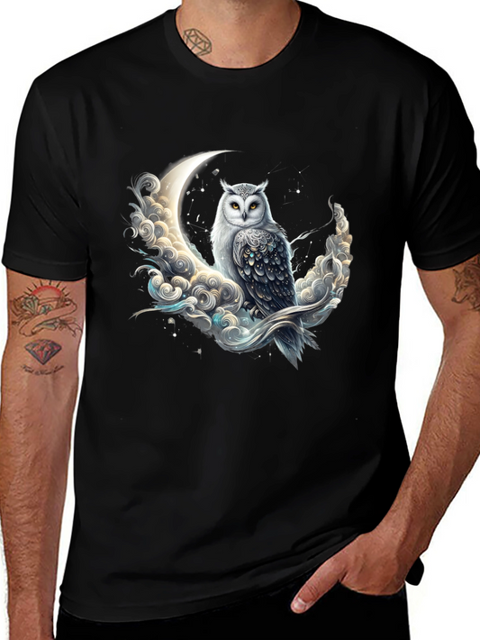 Owl on Moon Graphic Tee - Unique Design